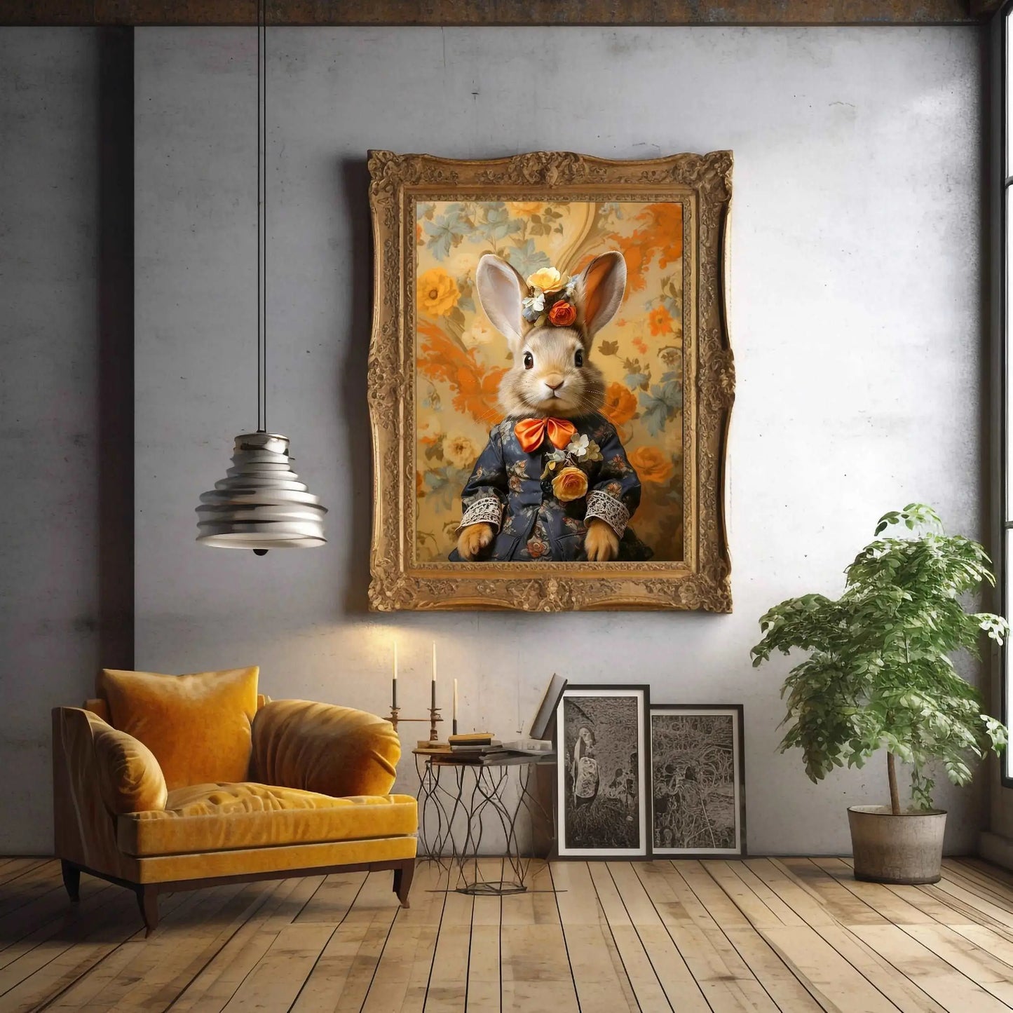 Victorian Bunny (Floral) Portrait Art Print | Victorian Wedding Party Collection from The Curated Goose