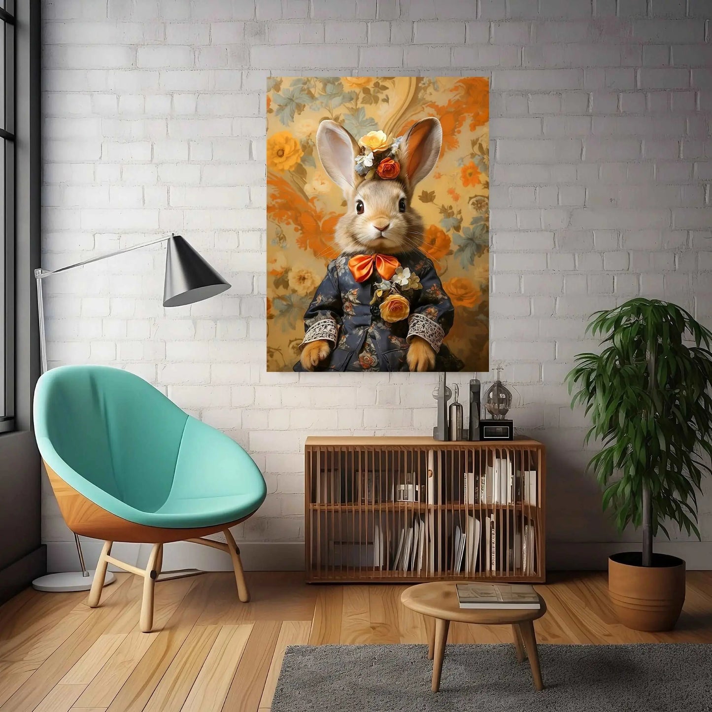 Victorian Bunny (Floral) Portrait Art Print | Victorian Wedding Party Collection from The Curated Goose