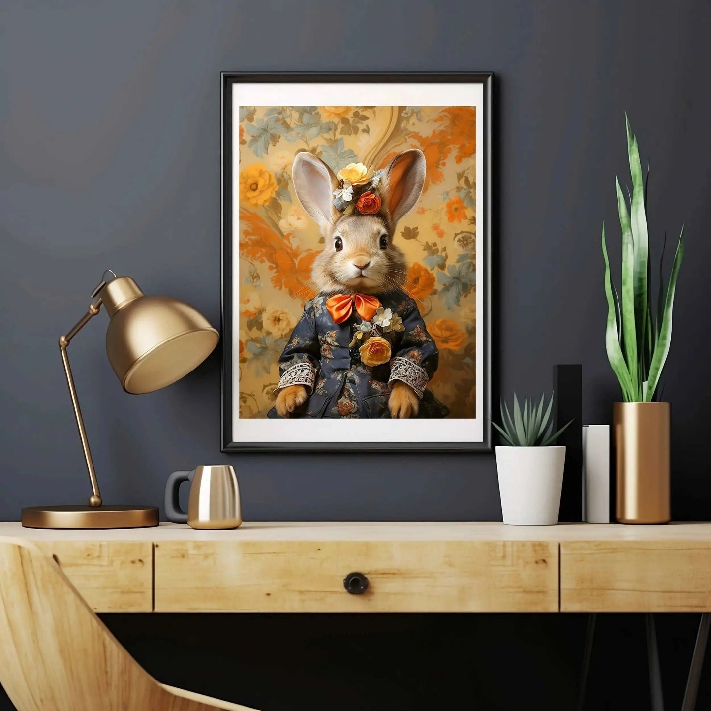 Victorian Bunny (Floral) Portrait Art Print | Victorian Wedding Party Collection from The Curated Goose