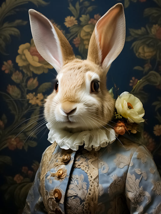 Victorian Bunny Portrait | Renaissance Animals Art Print | Rabbit with Ruffles from The Curated Goose