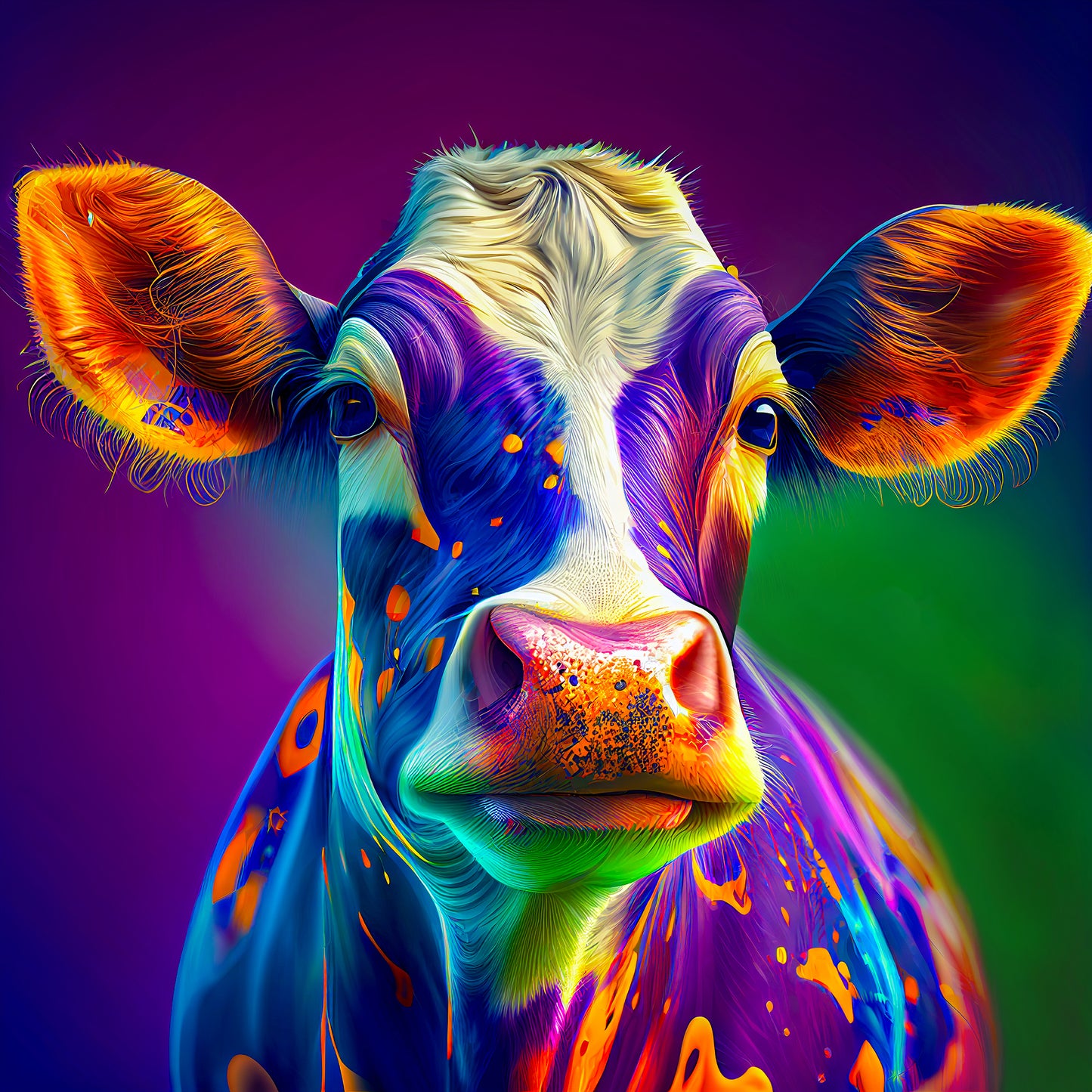 Maximalist Colorful Cow Canvas Art Print | Modern Farmhouse Kitchen Decor | Large Wall Art for Restaurants from The Curated Goose