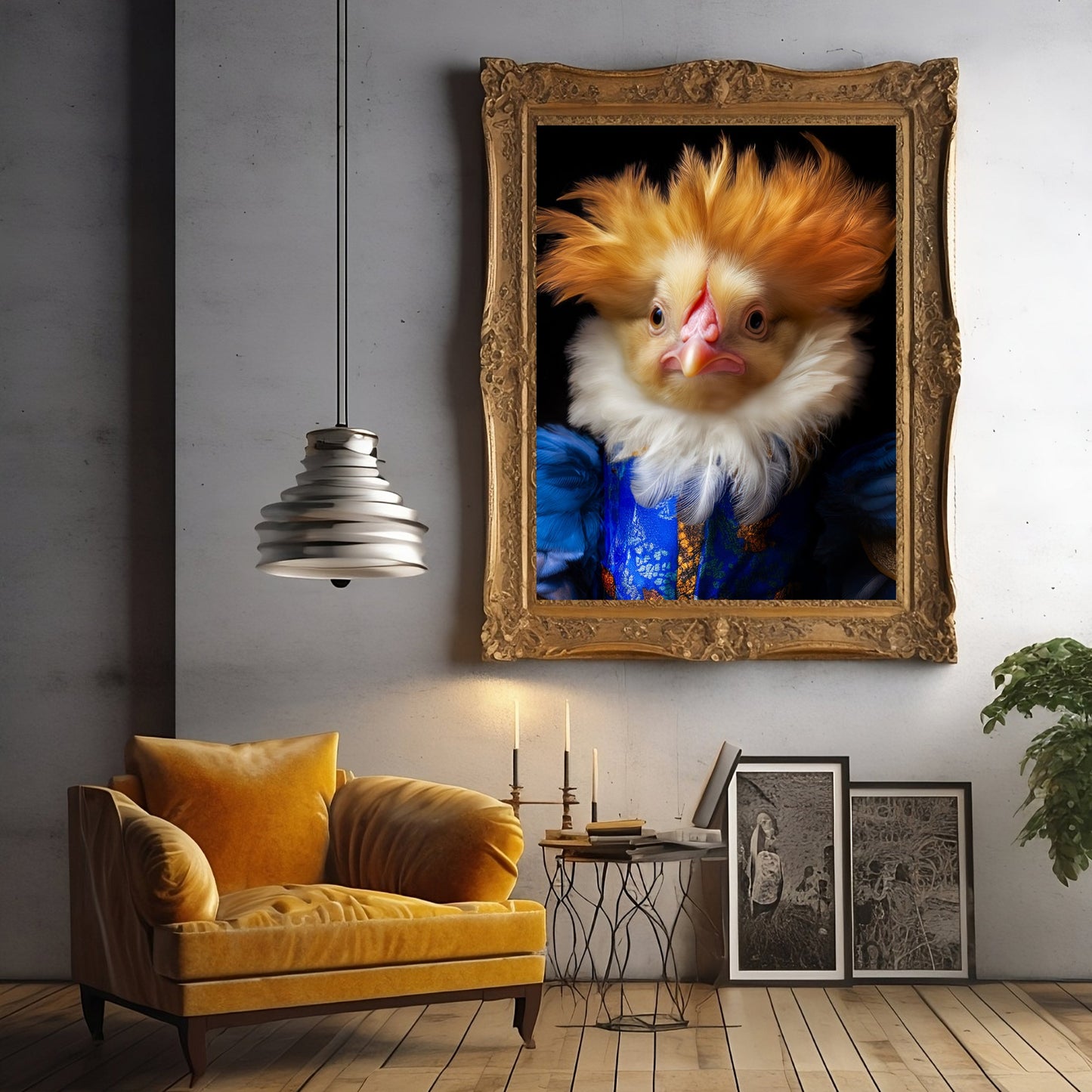 Find gallery wrapped canvas art prints of this rather intense and certainly interesting Victorian chicken royal portrait--only available from The Curated Goose