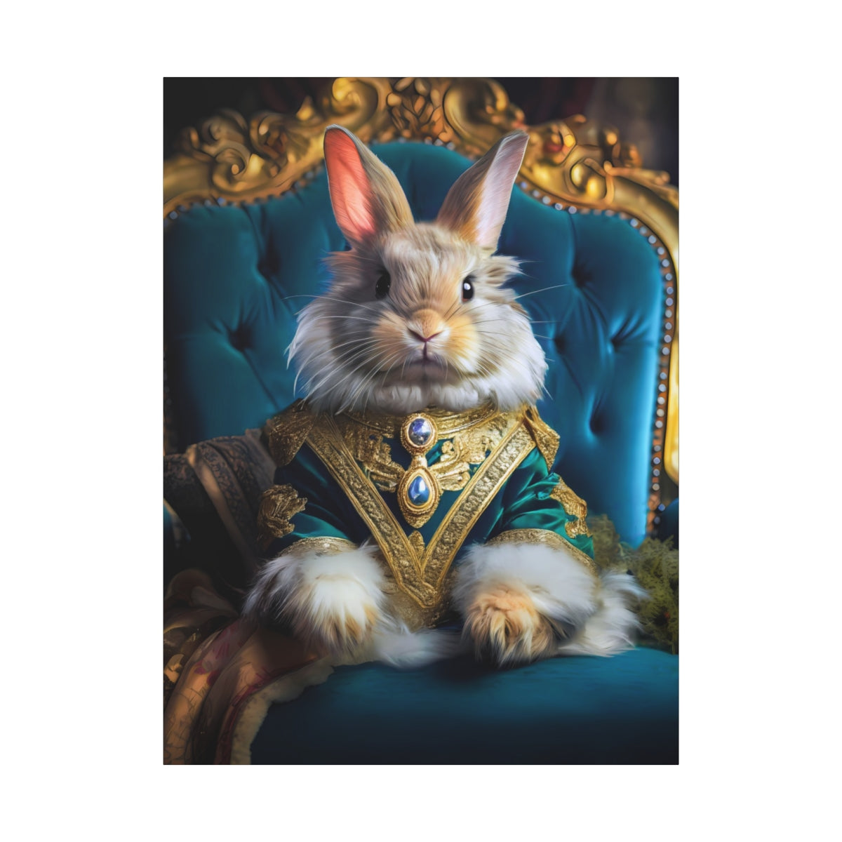 Rabbit Royalty Portrait | Canvas Wall Art Print