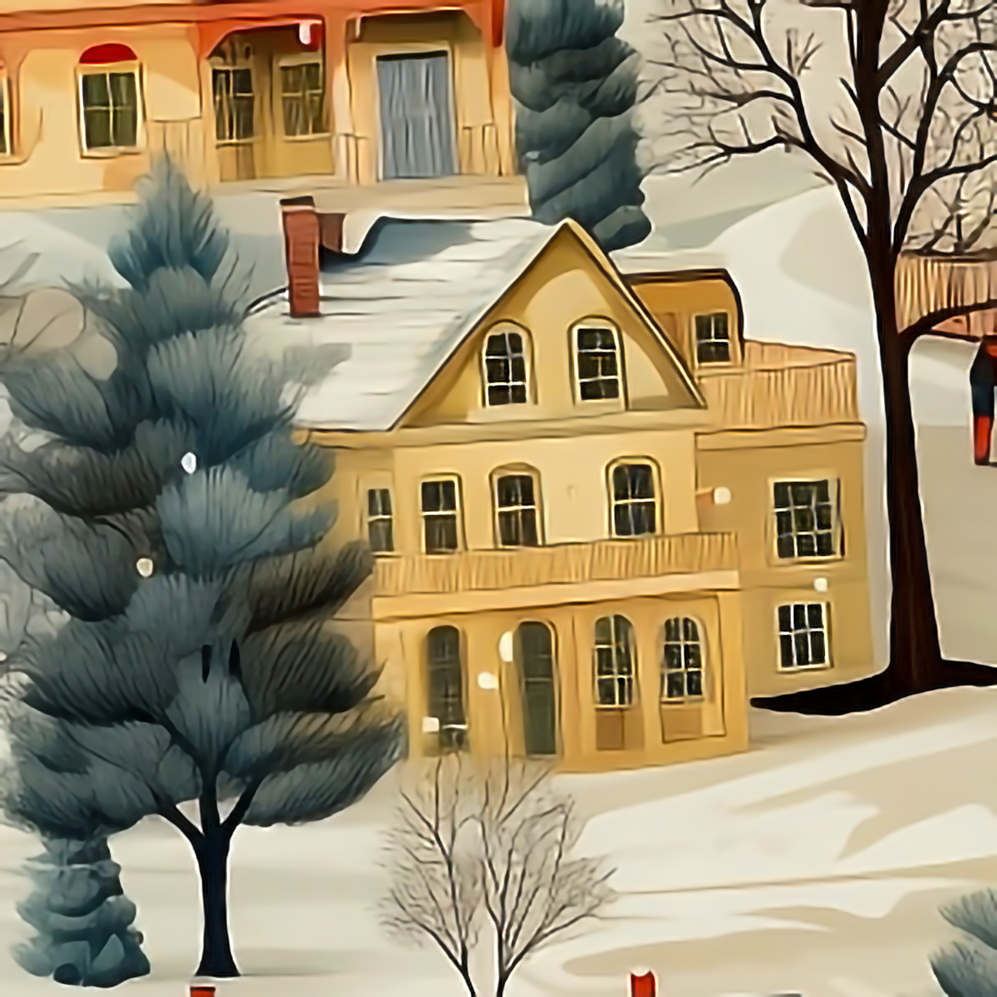 Nostalgic Hometown Christmas Wrapping Paper: Holiday Houses