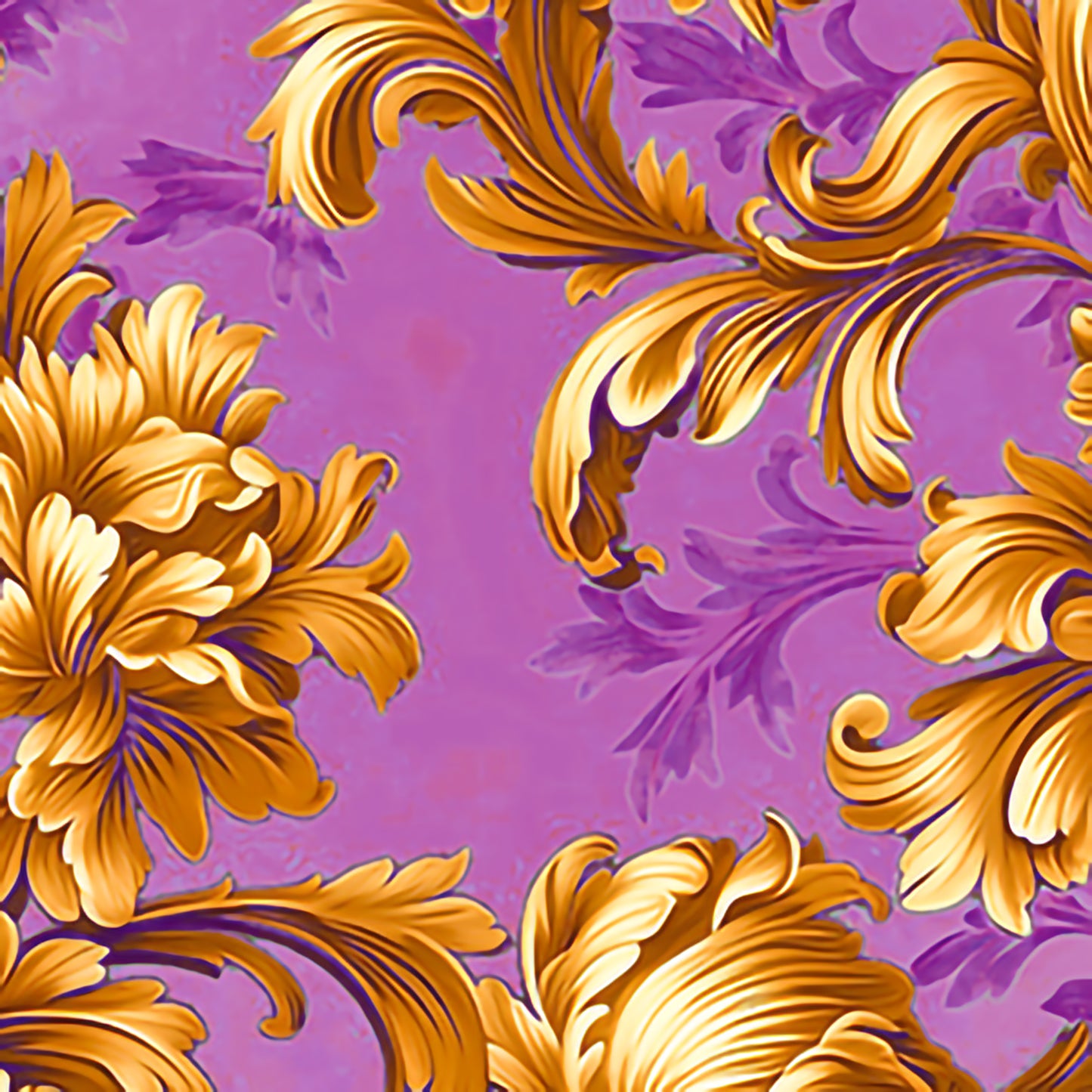 Baroque Beauty Wrapping Paper Rolls – Luxurious Purple & Gold Floral Elegance