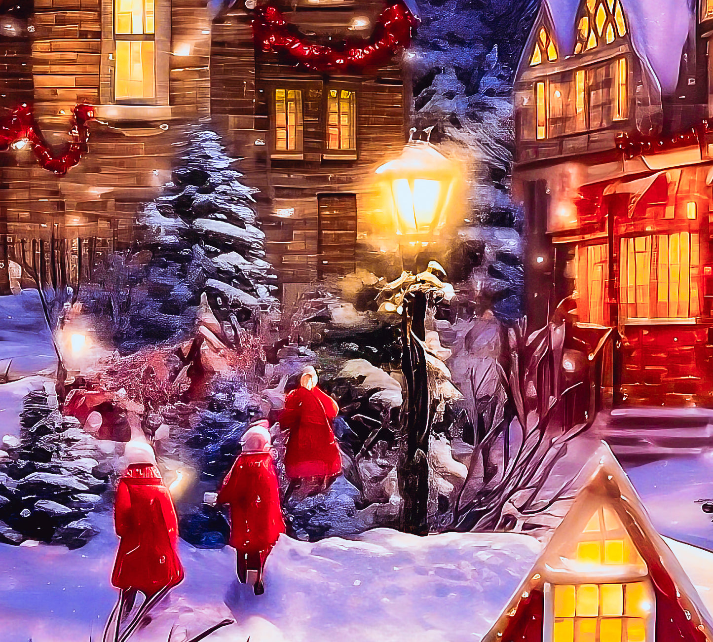 Snowy Winter Village Wrapping Paper Rolls – Nostalgic Holiday Charm with Horse Carriage Delight