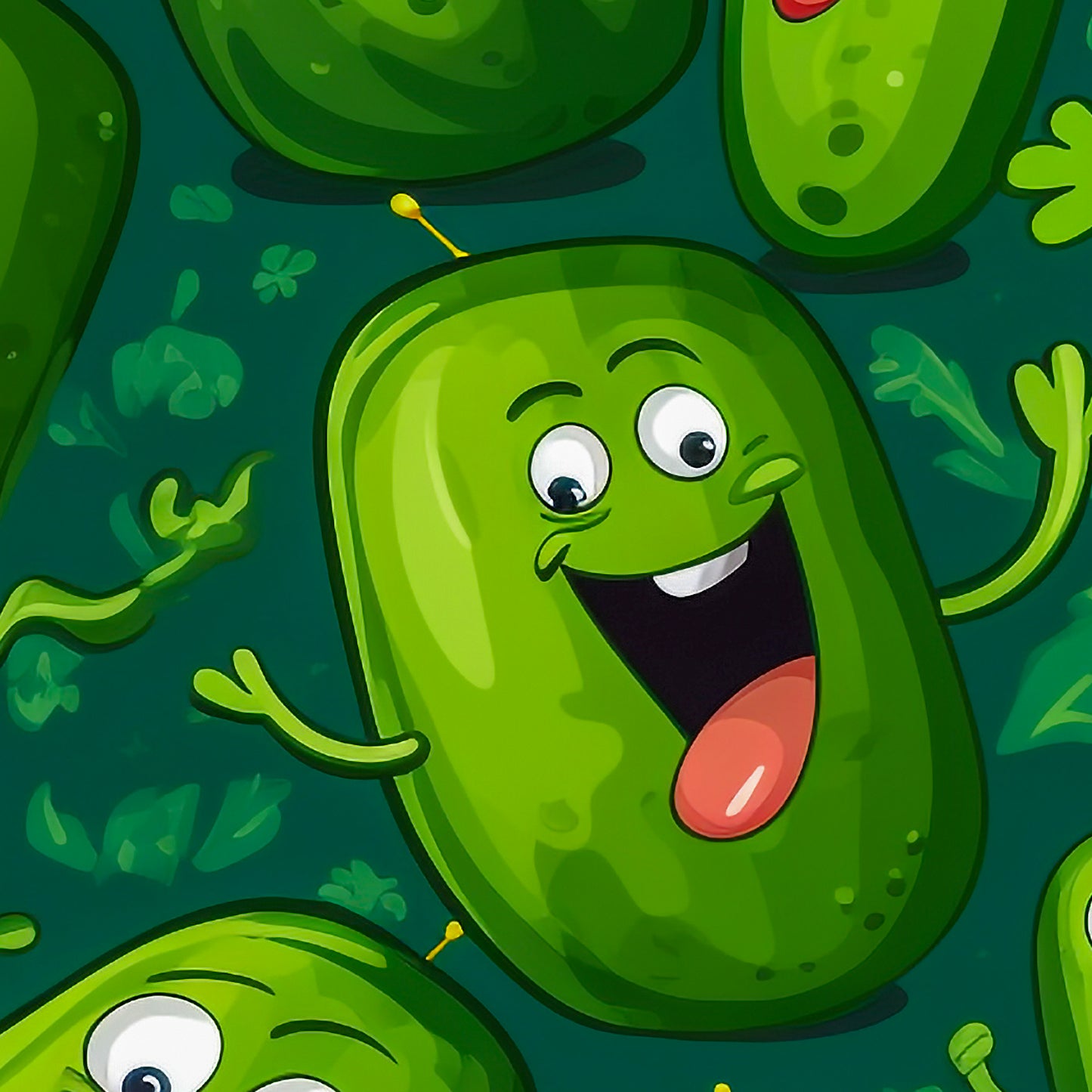Cartoon Pickle Wrapping Paper: Quirky Green Gift Wrap