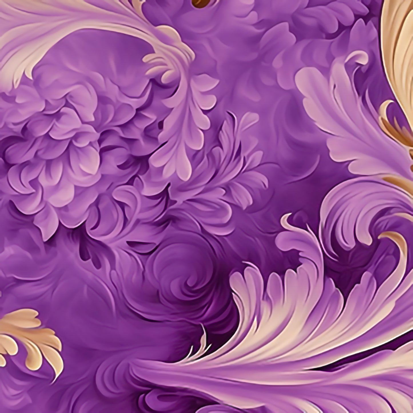 Watercolor Gift Wrap: Purple & Gold Floral, Luxurious 90-gsm Paper