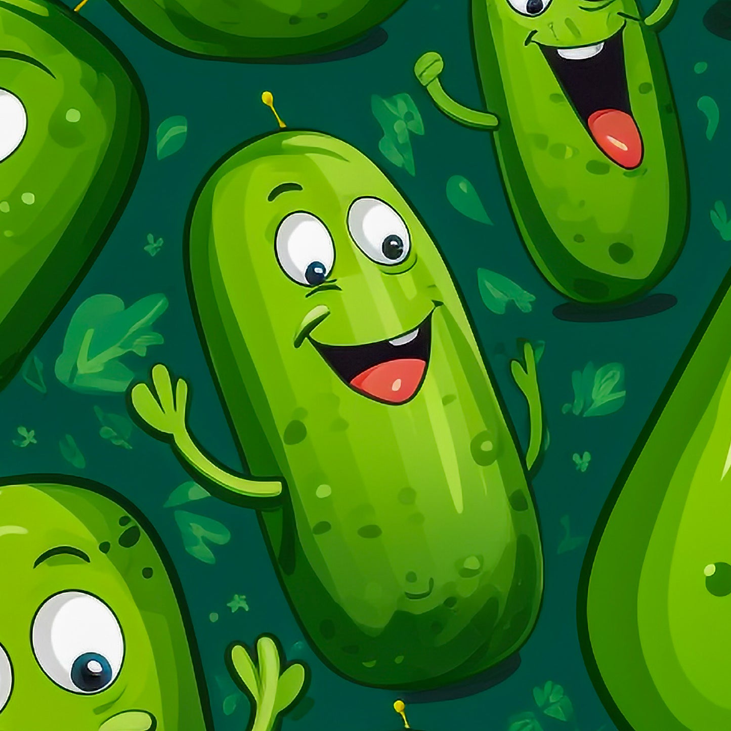 Cartoon Pickle Wrapping Paper: Quirky Green Gift Wrap