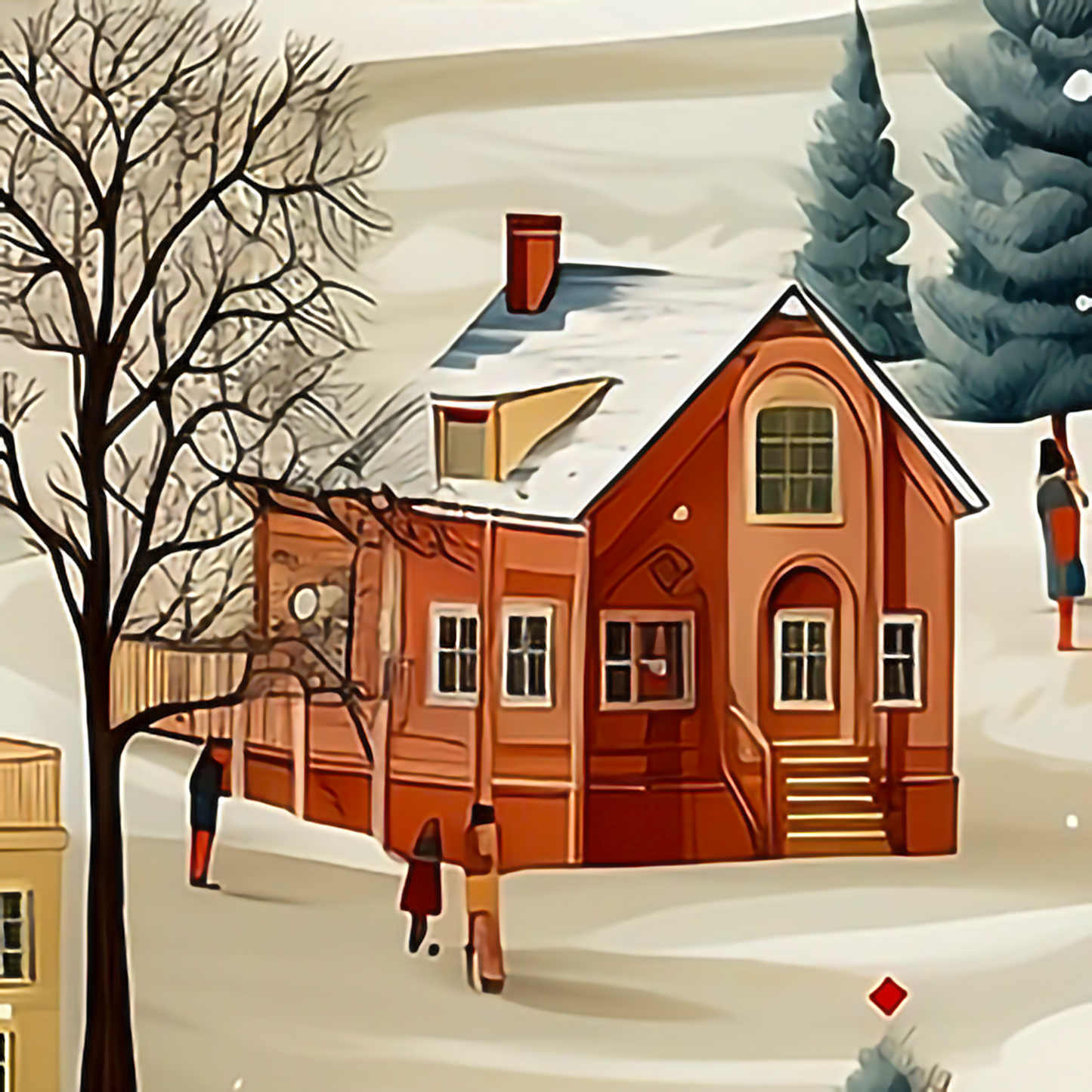 Nostalgic Hometown Christmas Wrapping Paper: Holiday Houses