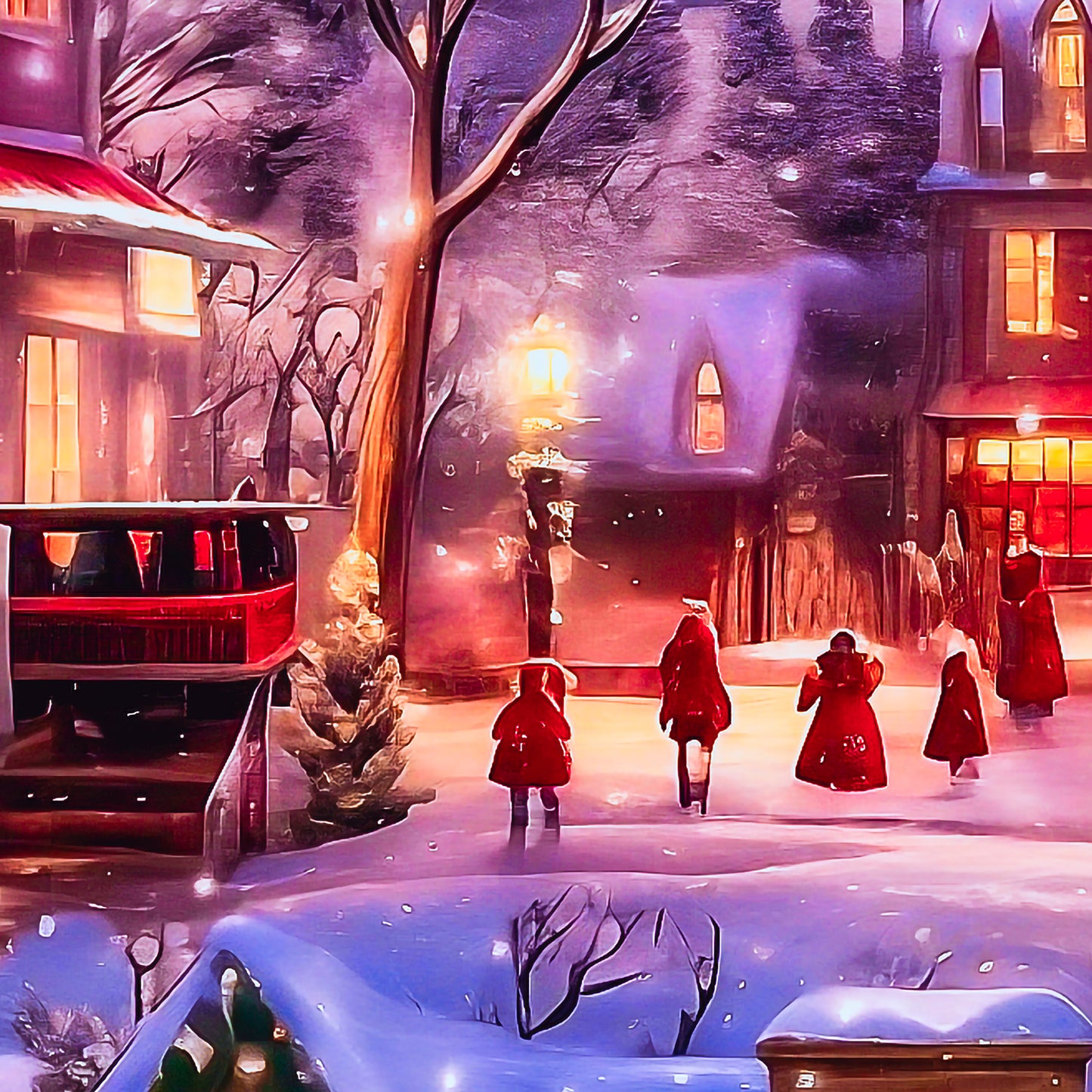 Snowy Winter Village Wrapping Paper Rolls – Nostalgic Holiday Charm with Horse Carriage Delight