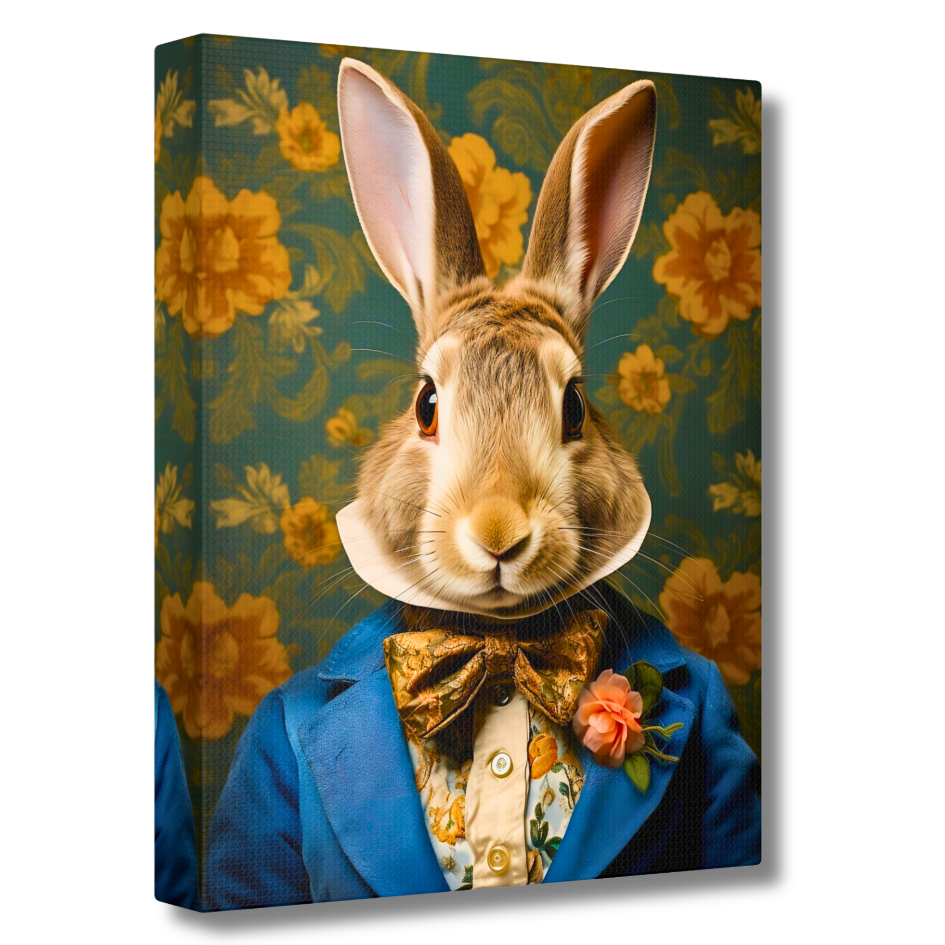 A framed portrait of a Victorian bird in an upscale apartment.