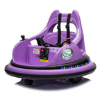 Bumper Car Purple 12V Ride On With Remote Control 360 Spin LED Lights