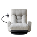 Adjustable Greay Swivel Lounge Chair with 360-Degree Rotating Seat and Headrest Support, Leisure Chair Deck Chair - Game Chair for Living Room
