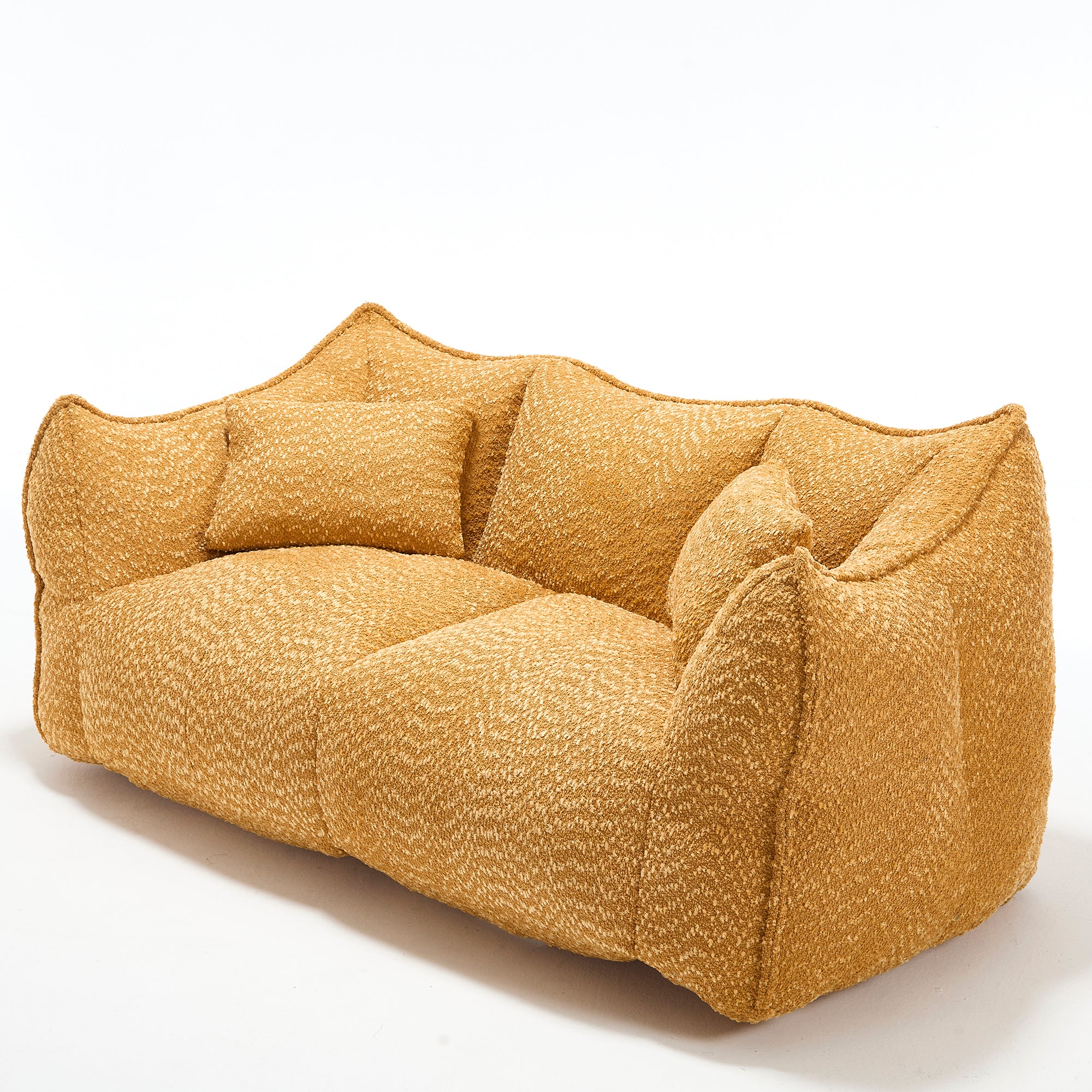 Comfortable Dual Beanbag Chair with High Resilience Foam Core for Two People in Yellow Chenille
