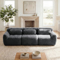 114''Soft And Fluffy  Plush Fabric,Modular Sectional Sofa Couches,Ergonomic Design With Throw Pillows,Full-compression Vacuum Packaging   Buckle Connection  For Study,Home Theater,Dark Grey