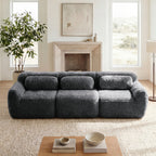 114''Soft And Fluffy  Plush Fabric,Modular Sectional Sofa Couches,Ergonomic Design With Throw Pillows,Full-compression Vacuum Packaging   Buckle Connection  For Study,Home Theater,Dark Grey