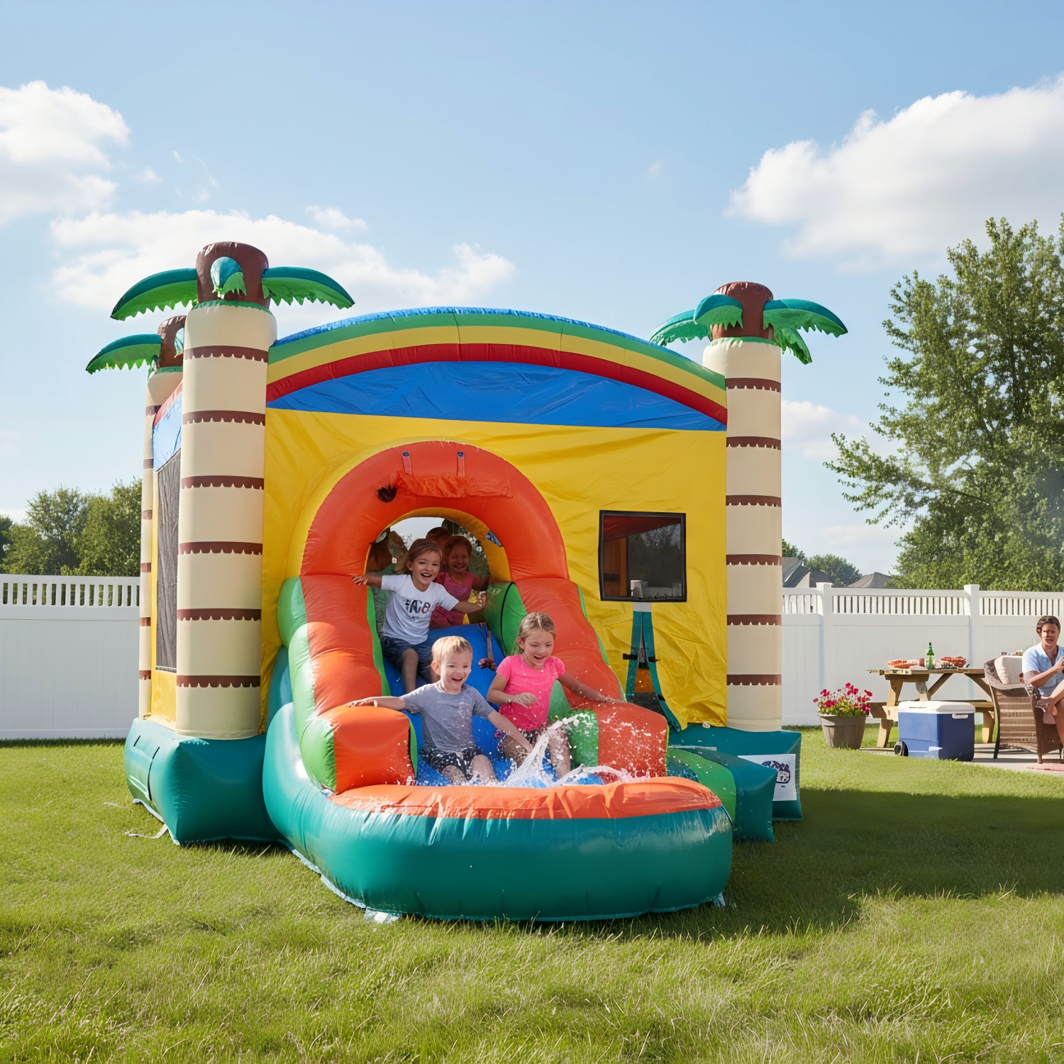 17FT x 12FT Jungle Adventure Bounce & Water Slide Combo(2-in-1 Dry/Wet) with Blower