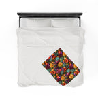 Velveteen Plush Blanket | Vintage Boho Floral Throw Blanket