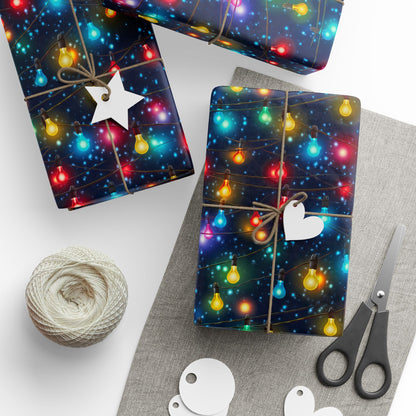 Secular Holiday Lights Wrapping Paper Rolls | Trendy Christmas Gift Wrap