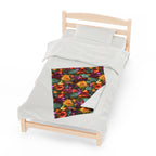 Velveteen Plush Blanket | Vintage Boho Floral Throw Blanket