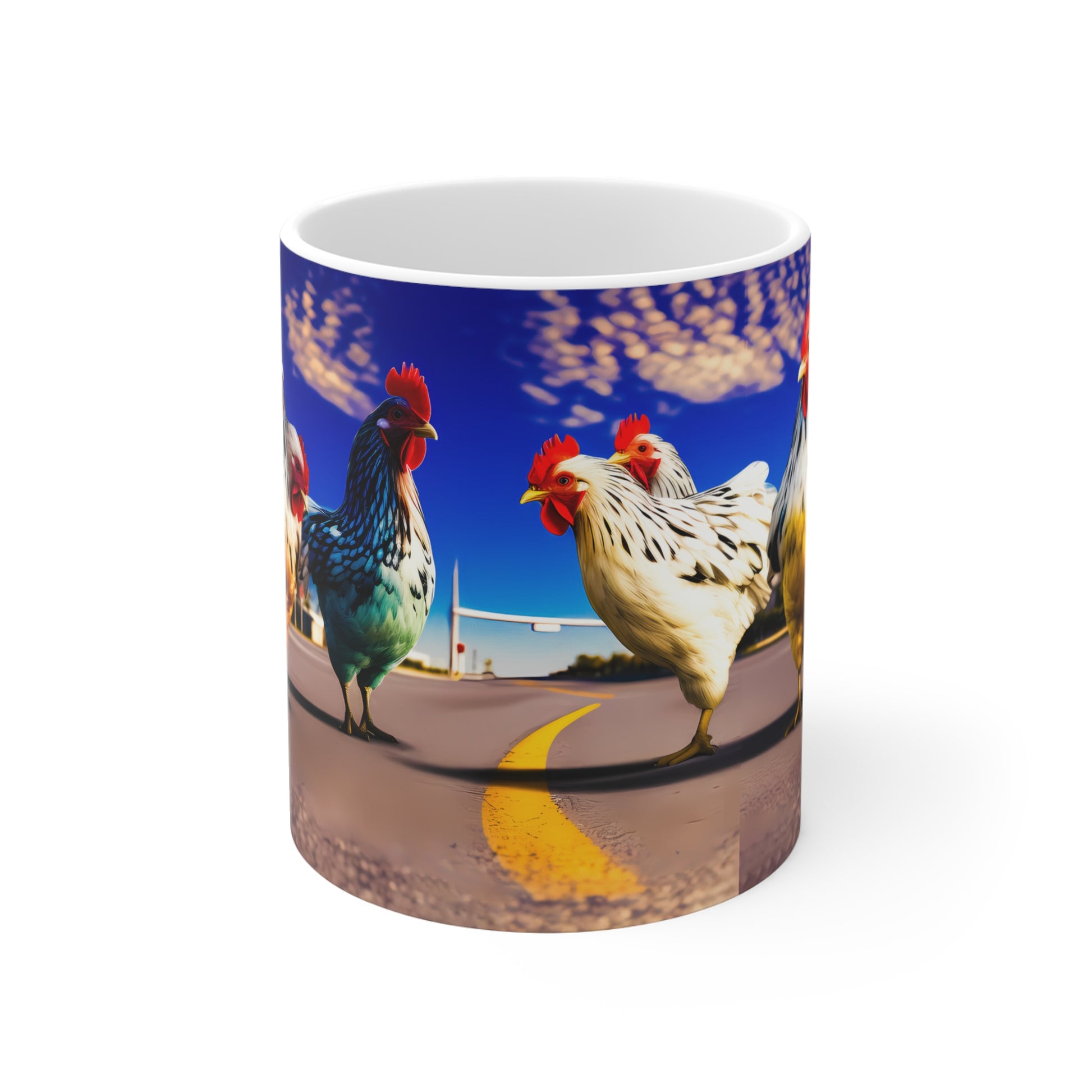 Coffee Mug | Chickens Crossed the Road | Silly Chicken Art | Funny Coffee Mugs from The Curated Goose