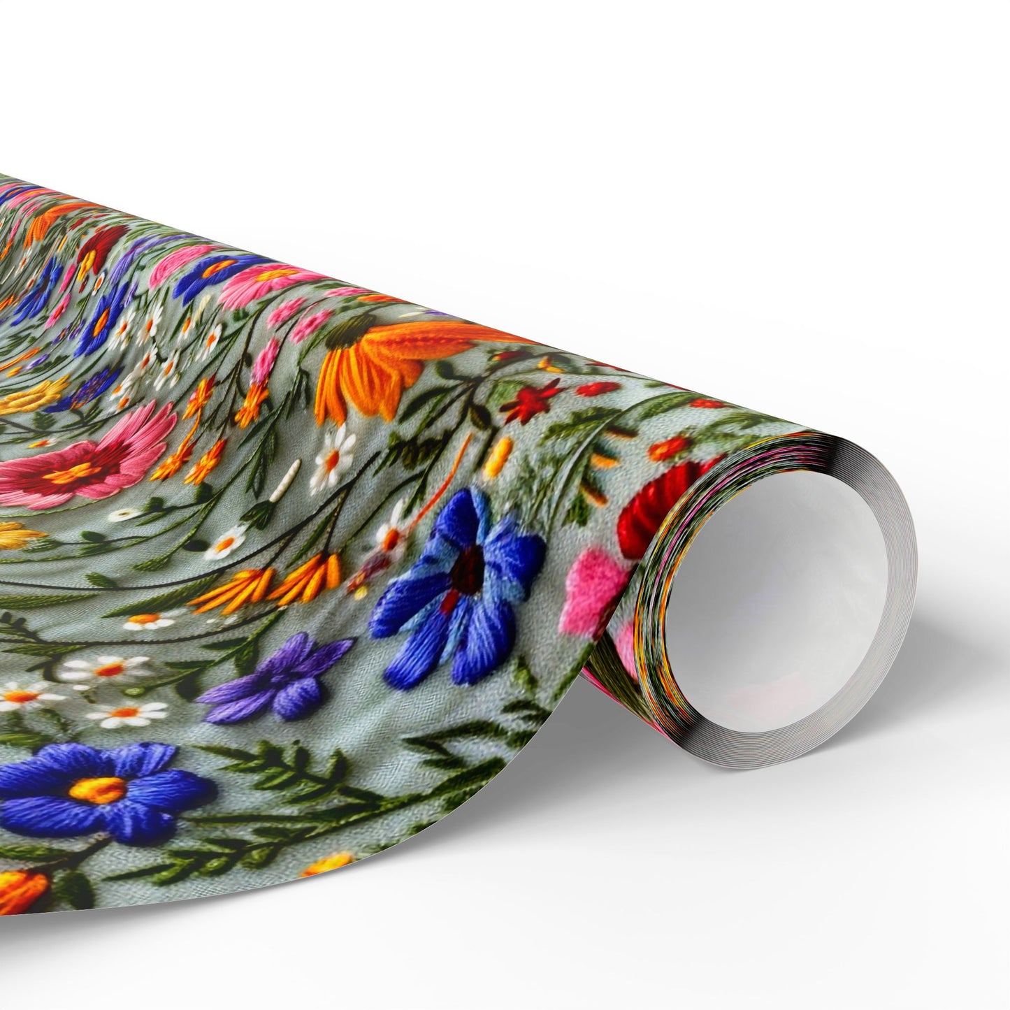 Flower Embroidered Linen Wrapping Paper Rolls - Stylish Impressive Illusion Gift Wrap for Every Occasion