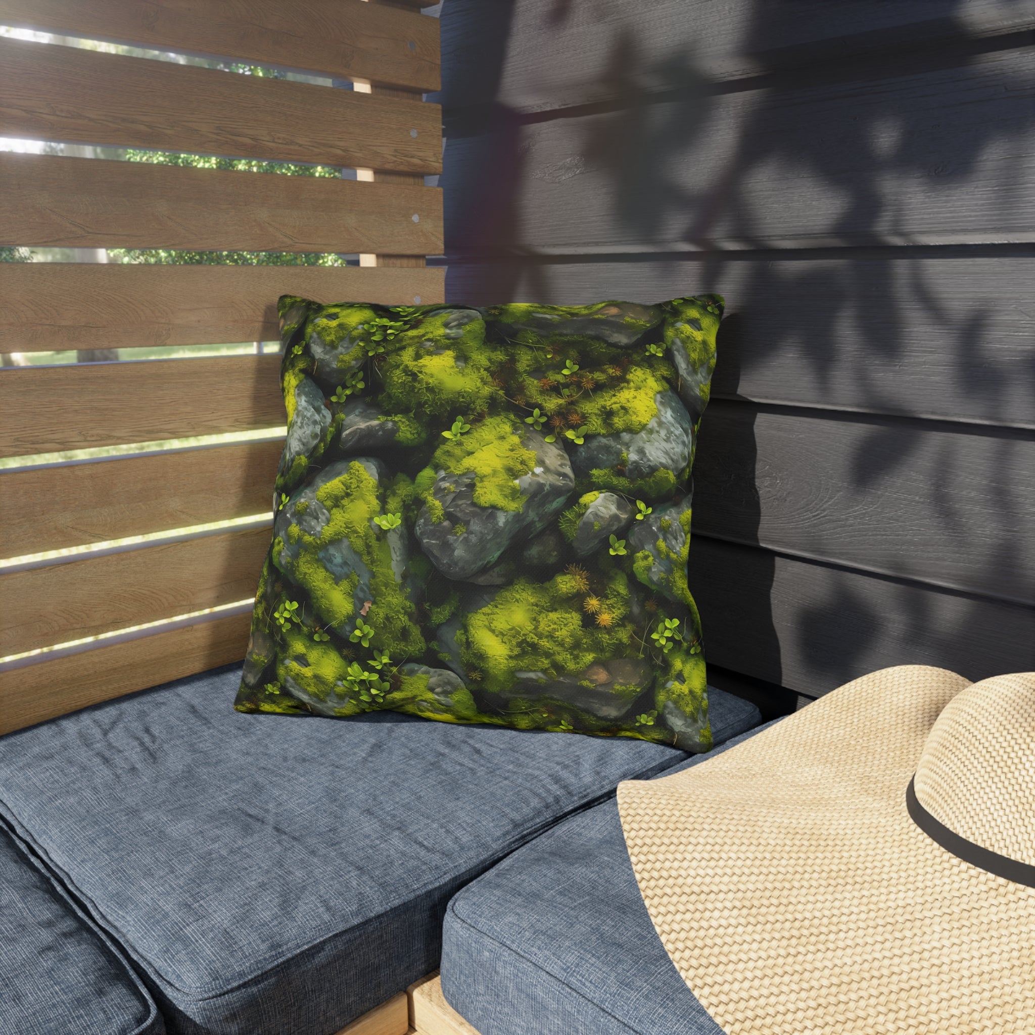 Outdoor Pillow | Moss Covered Rocks Throw Pillow