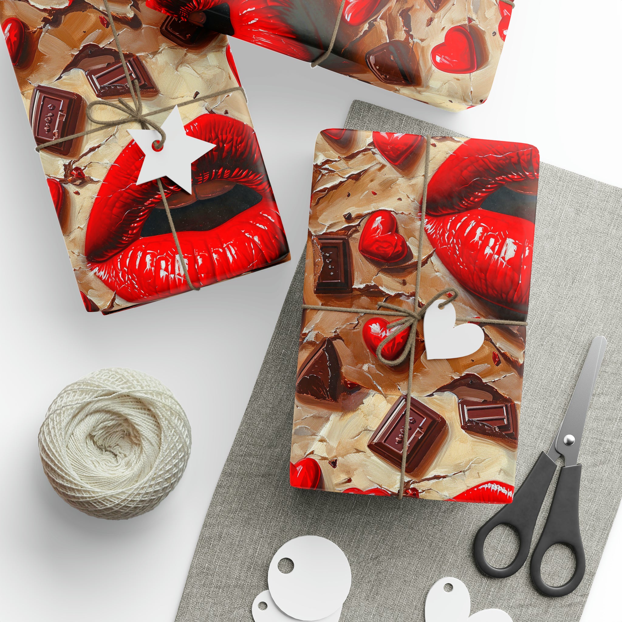 Lips & Chocolate Valentine's Day Wrapping Paper from The Curated Goose