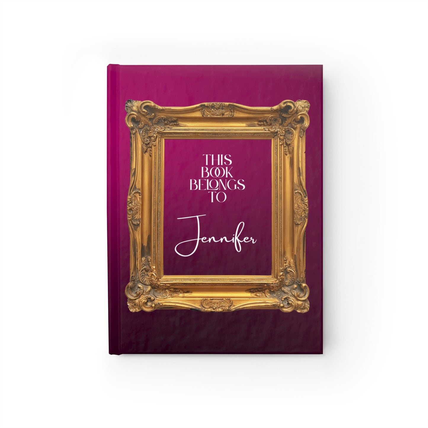 Custom Name Hardcover Journal-Pink & Gold Frame Luxury Personalized Notebook