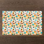 Mid Century Modern Area Rug | Retro Geometric Pattern Rug for Living Room, Office, Bedroom