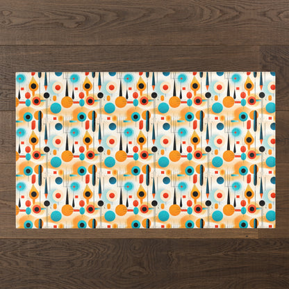 Mid Century Modern Area Rug | Retro Geometric Pattern Rug for Living Room, Office, Bedroom