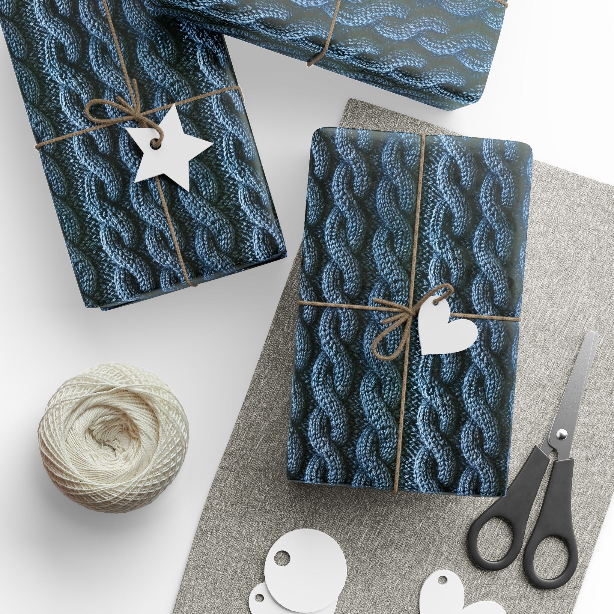 Faux Cable Knit Wrapping Paper – Cozy Sweater Gift Wrap for Holidays, Rustic Winter Packaging