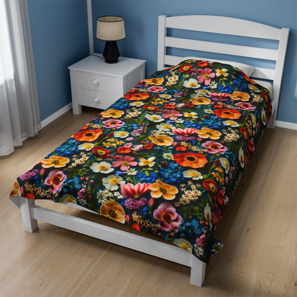 Velveteen Plush Blanket | Boho Floral Throw Blanket from The Curated Goose