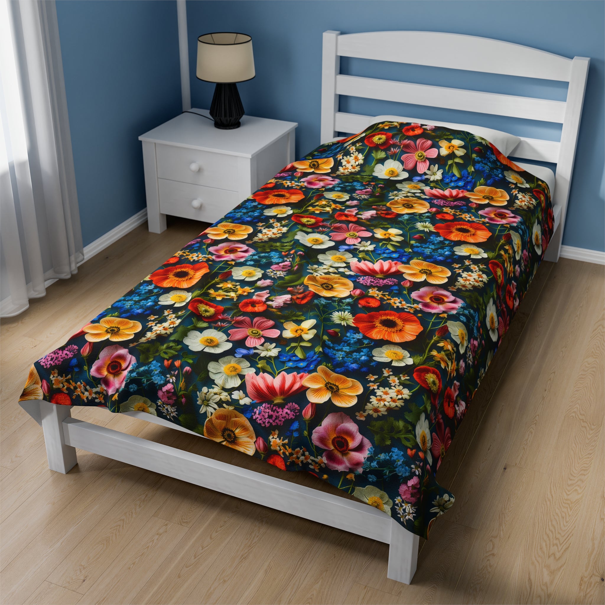 Velveteen Plush Blanket | Boho Floral Throw Blanket from The Curated Goose