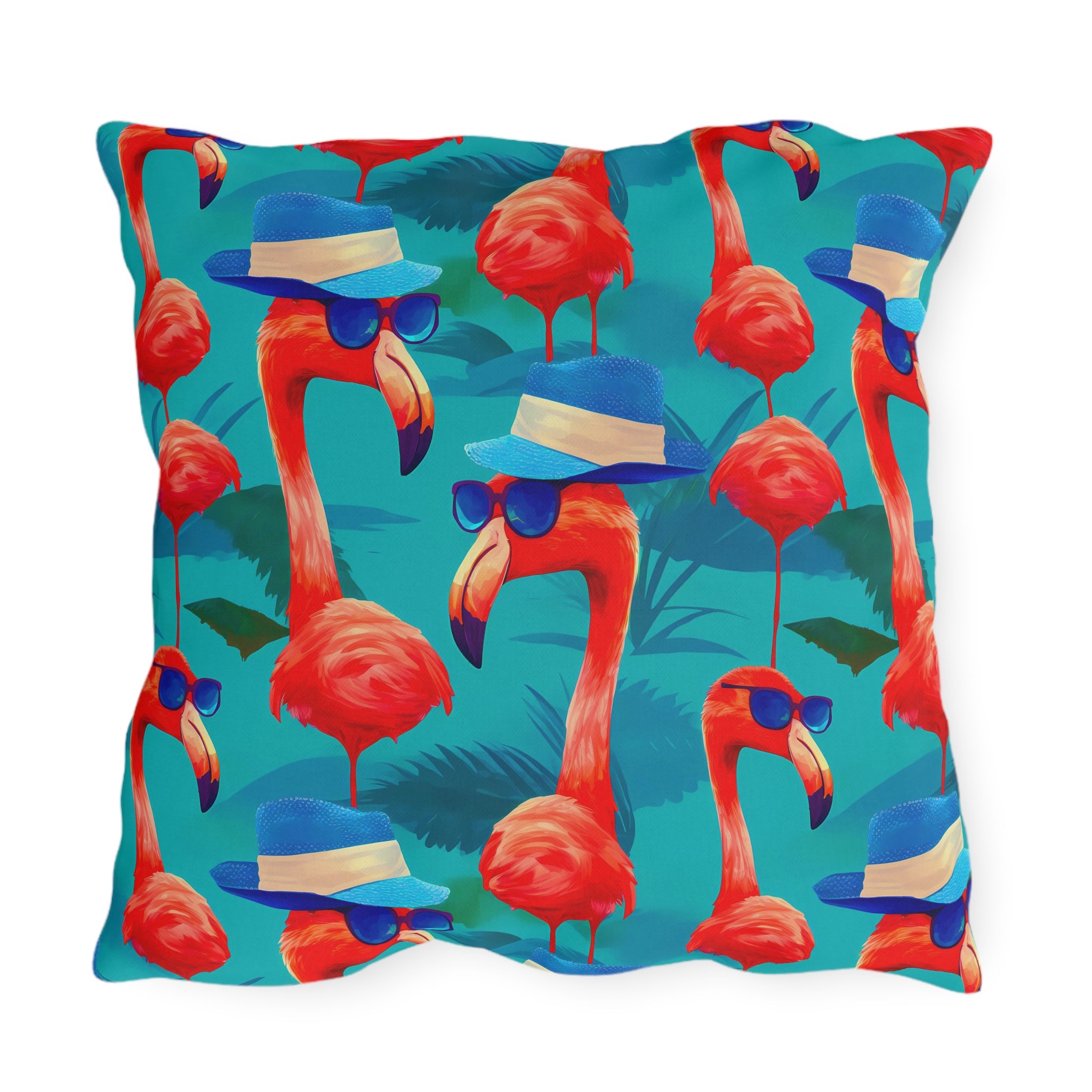 Durable Outdoor Pillow | Funny Pink Flamingos Throw Pillow from The Curated Goose