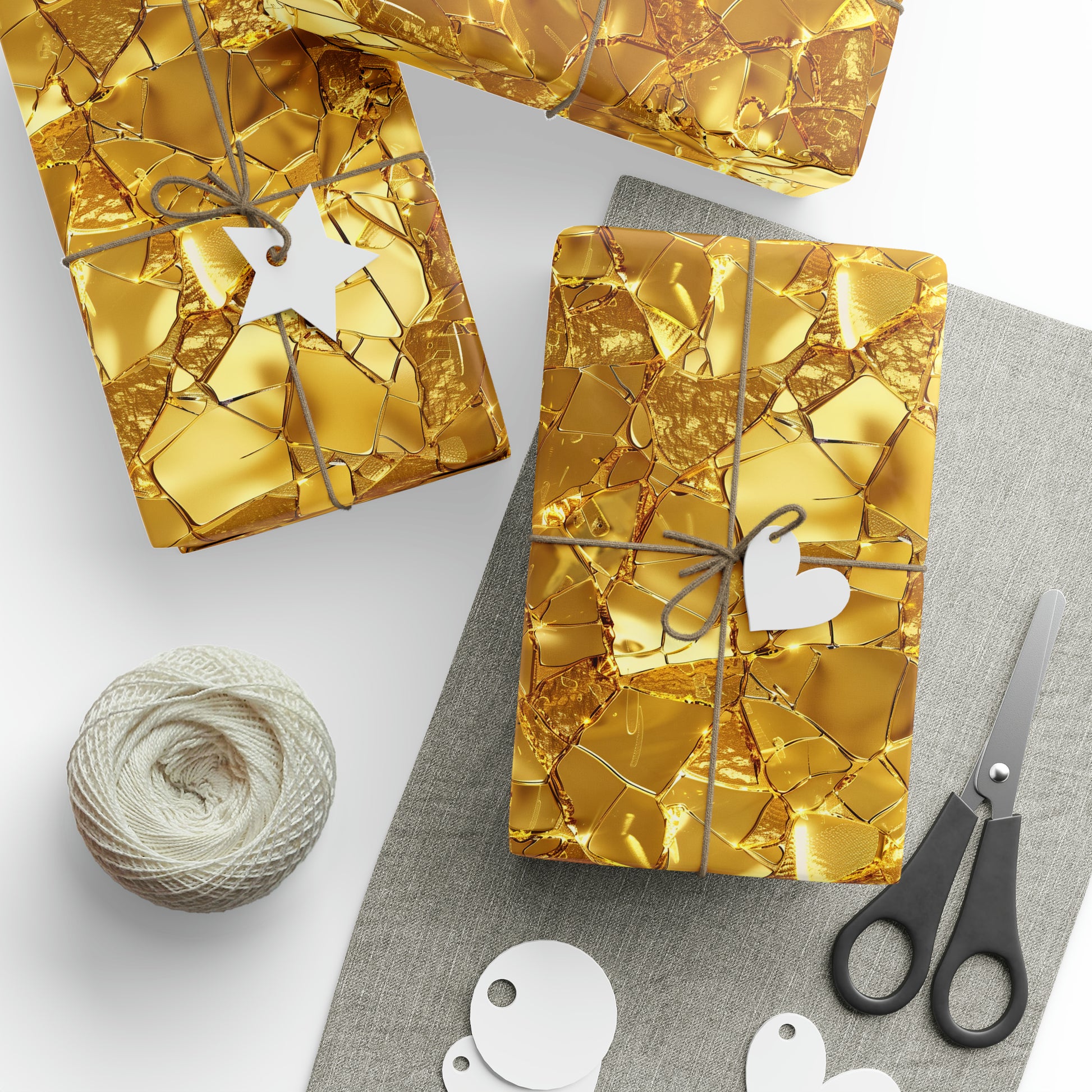 Shattered Gold Glass Wrapping Paper Rolls | Anniversary Wedding Gift Wrap from The Curated Goose