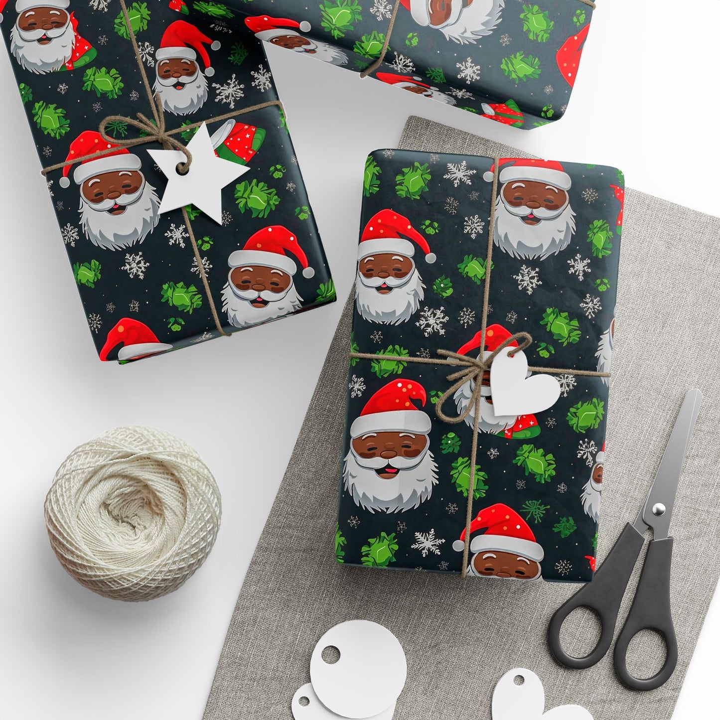Black Santa Claus Wrapping Paper Rolls
