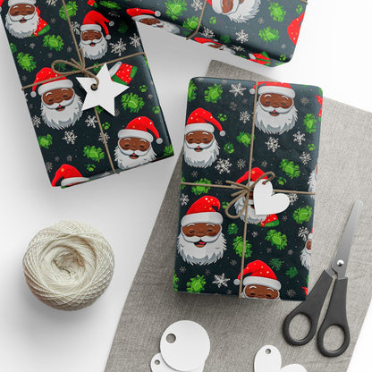 Black Santa Claus Wrapping Paper Rolls