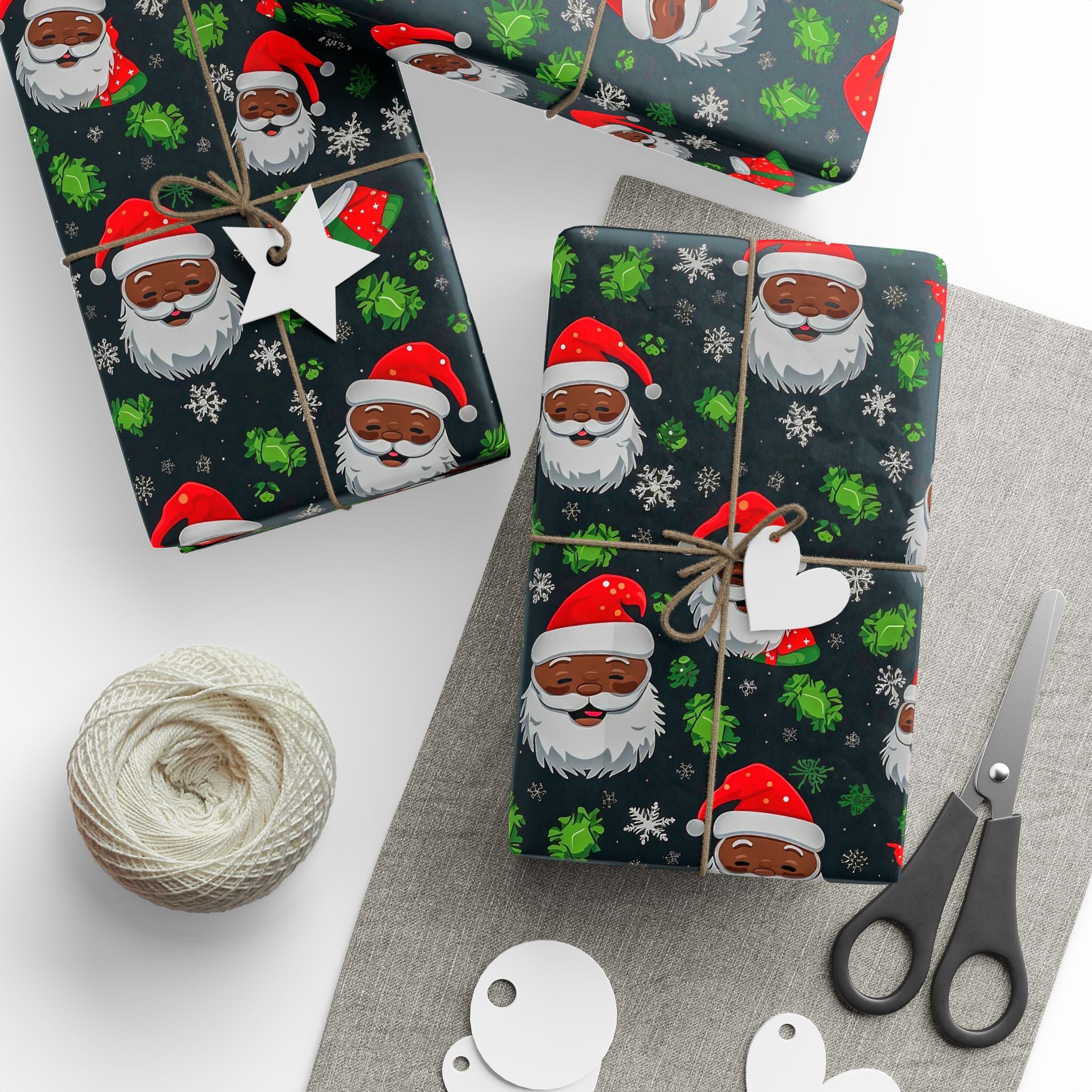 Black Santa Claus Wrapping Paper Rolls