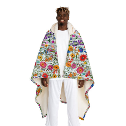 Cable Knit Hooded Sherpa Blanket | Faux Embroidery Flowers