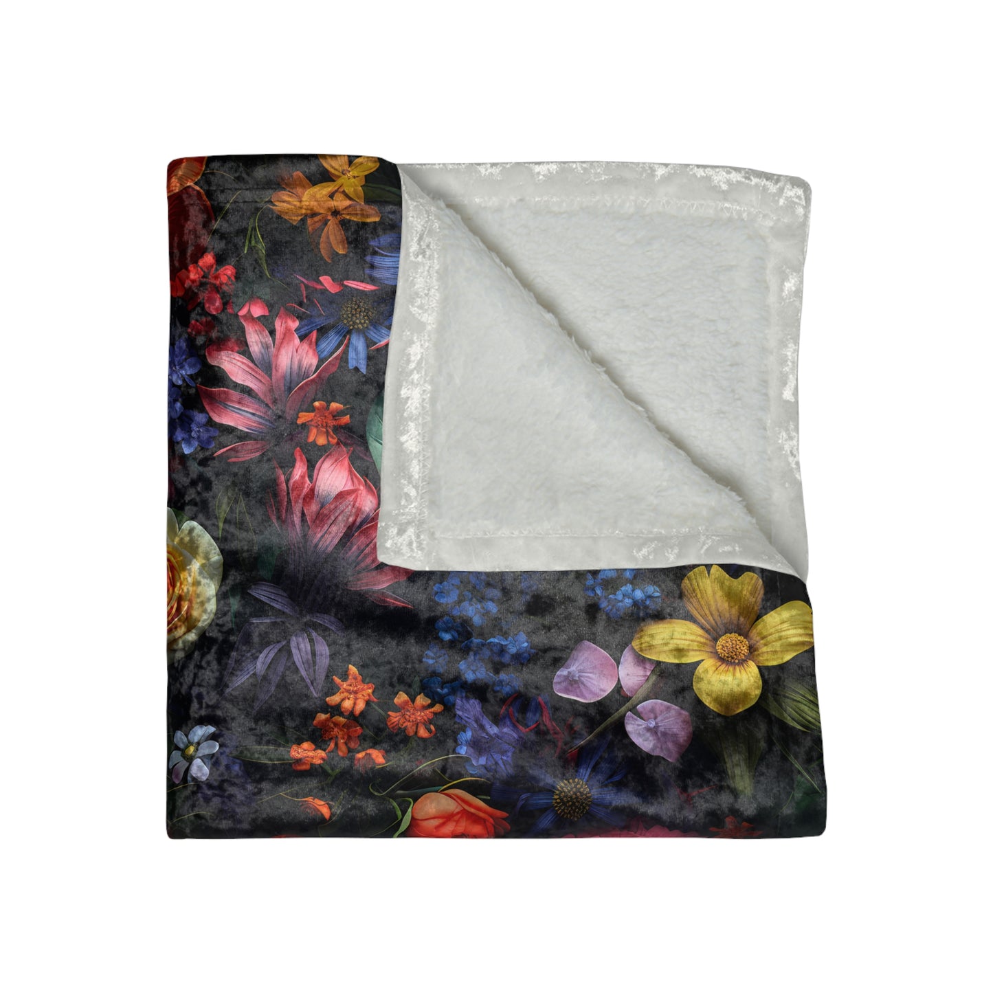 Crushed Velvet Blanket | Dark and Moody Floral