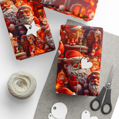 Santa Claus in the North Pole Toy Workshop Wrapping Paper Rolls