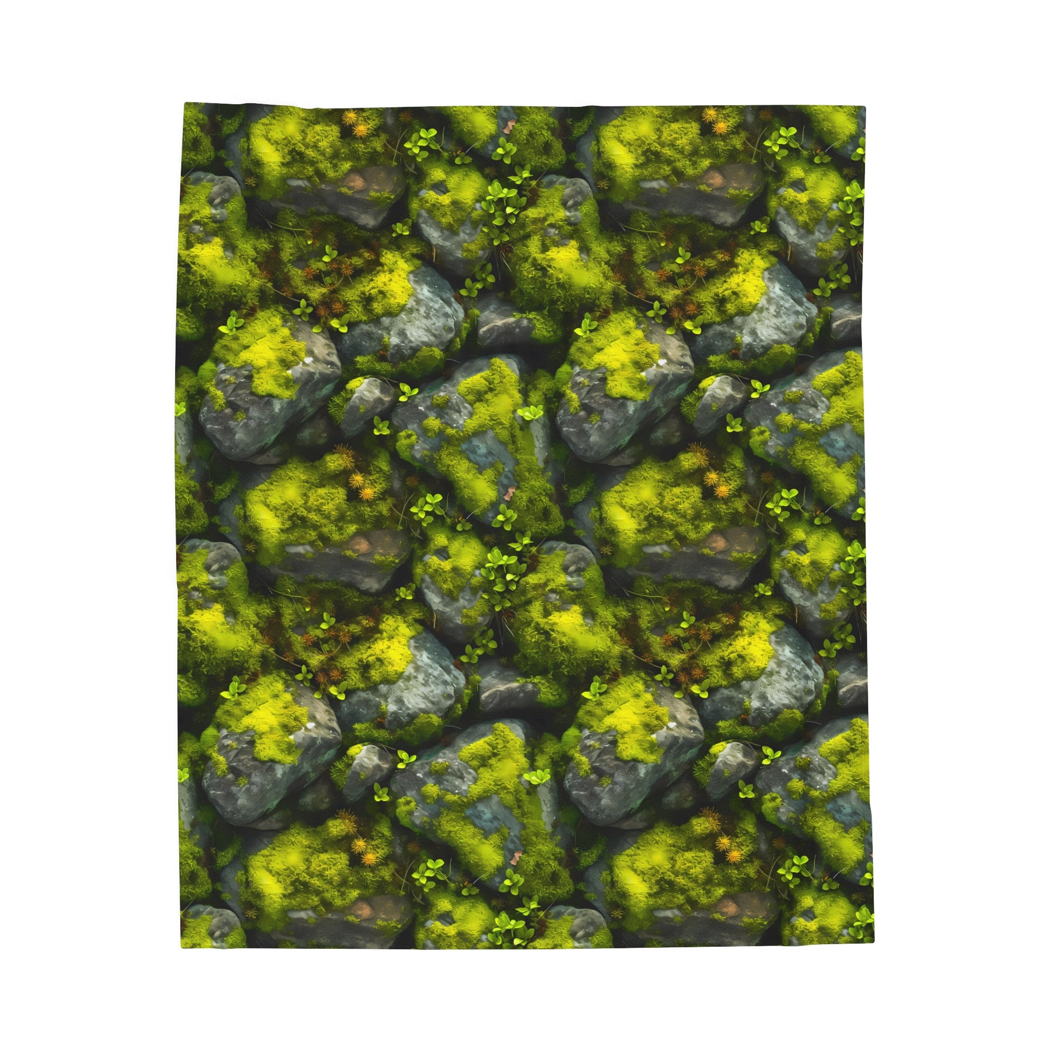 Velveteen Plush Blanket | Moss Covered Rocks | Nature Blanket
