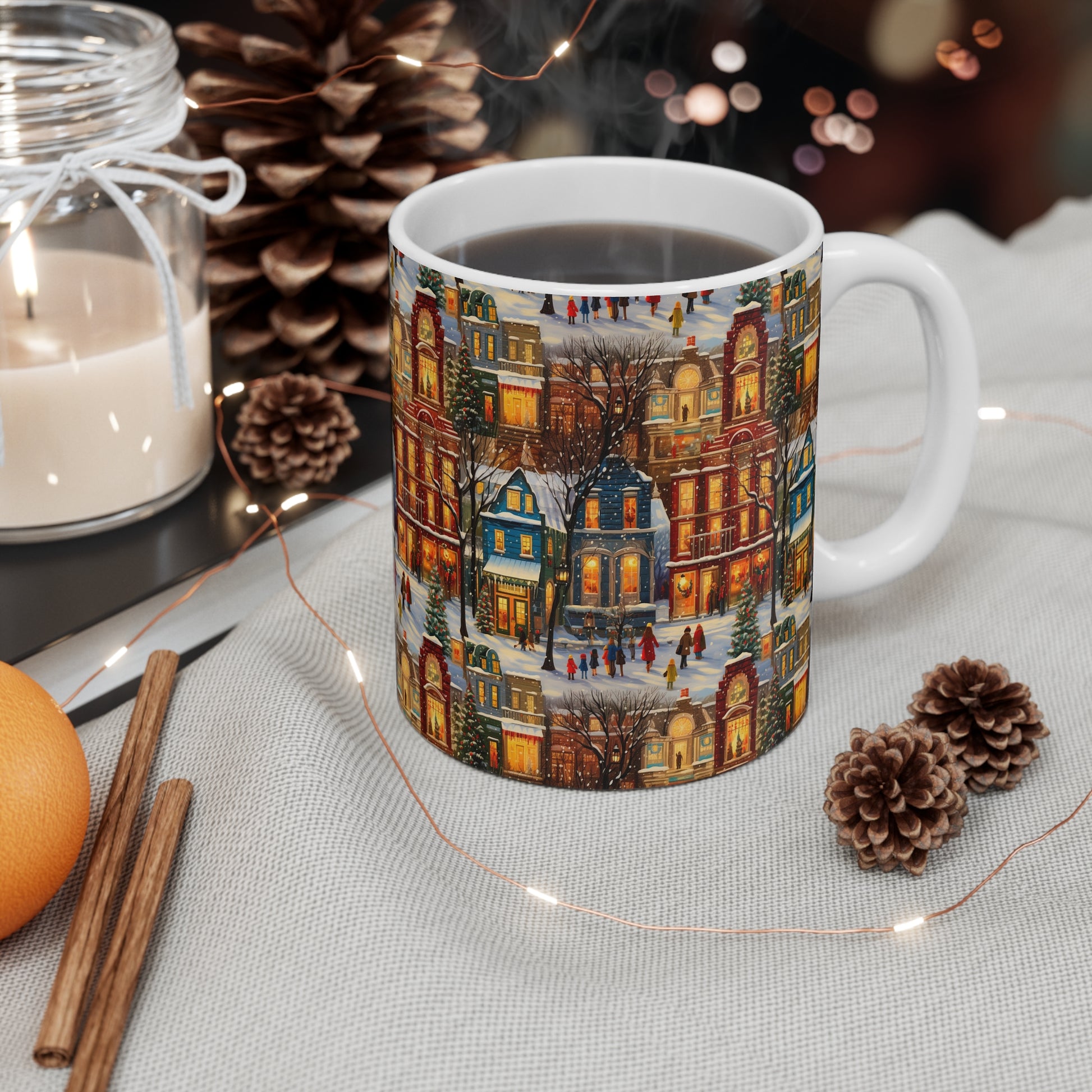 Coffee Mug | Vintage Victorian Christmas | Winter Village Scene from The Curated Goose