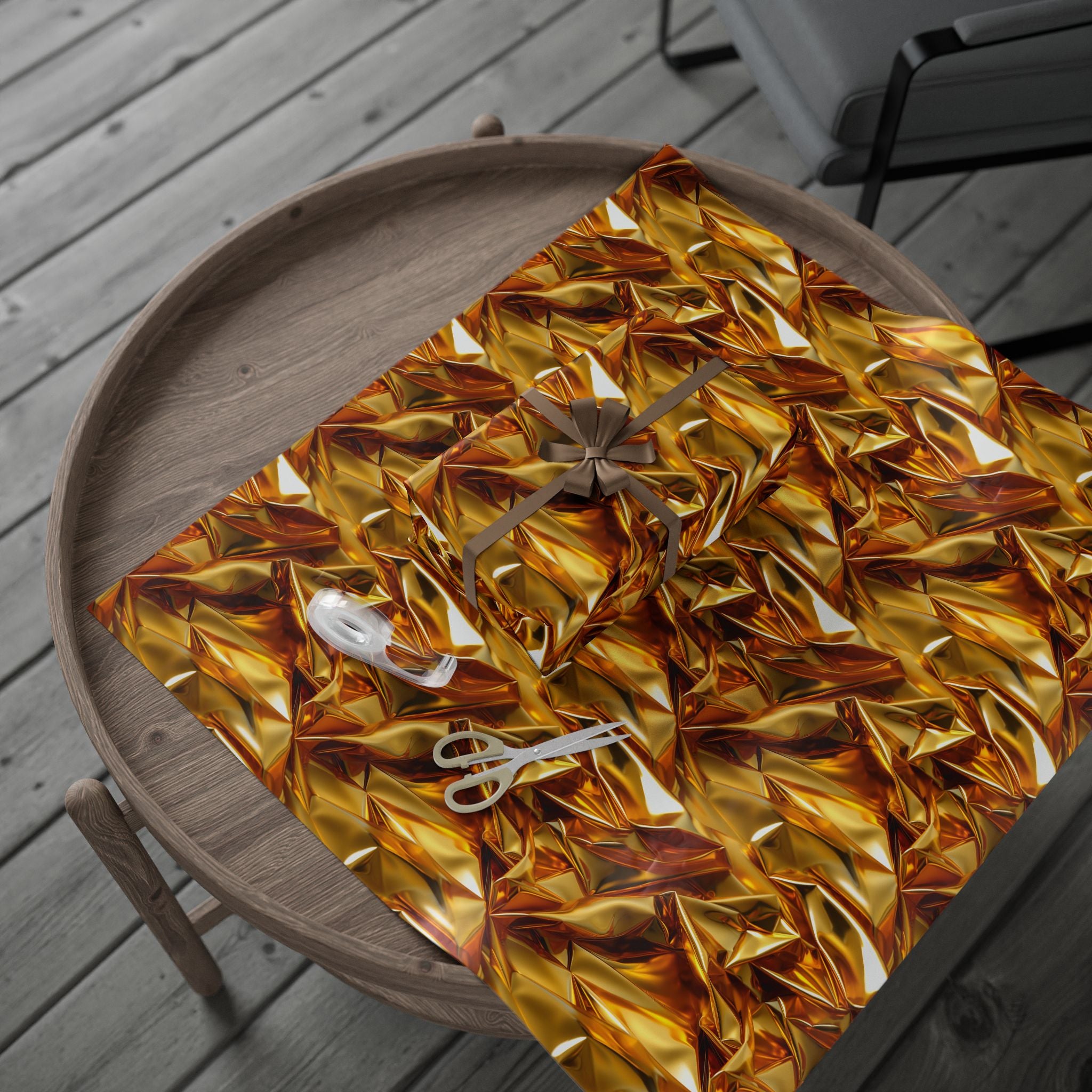 Beautiful Gold Crinkled Wrapping Paper Rolls