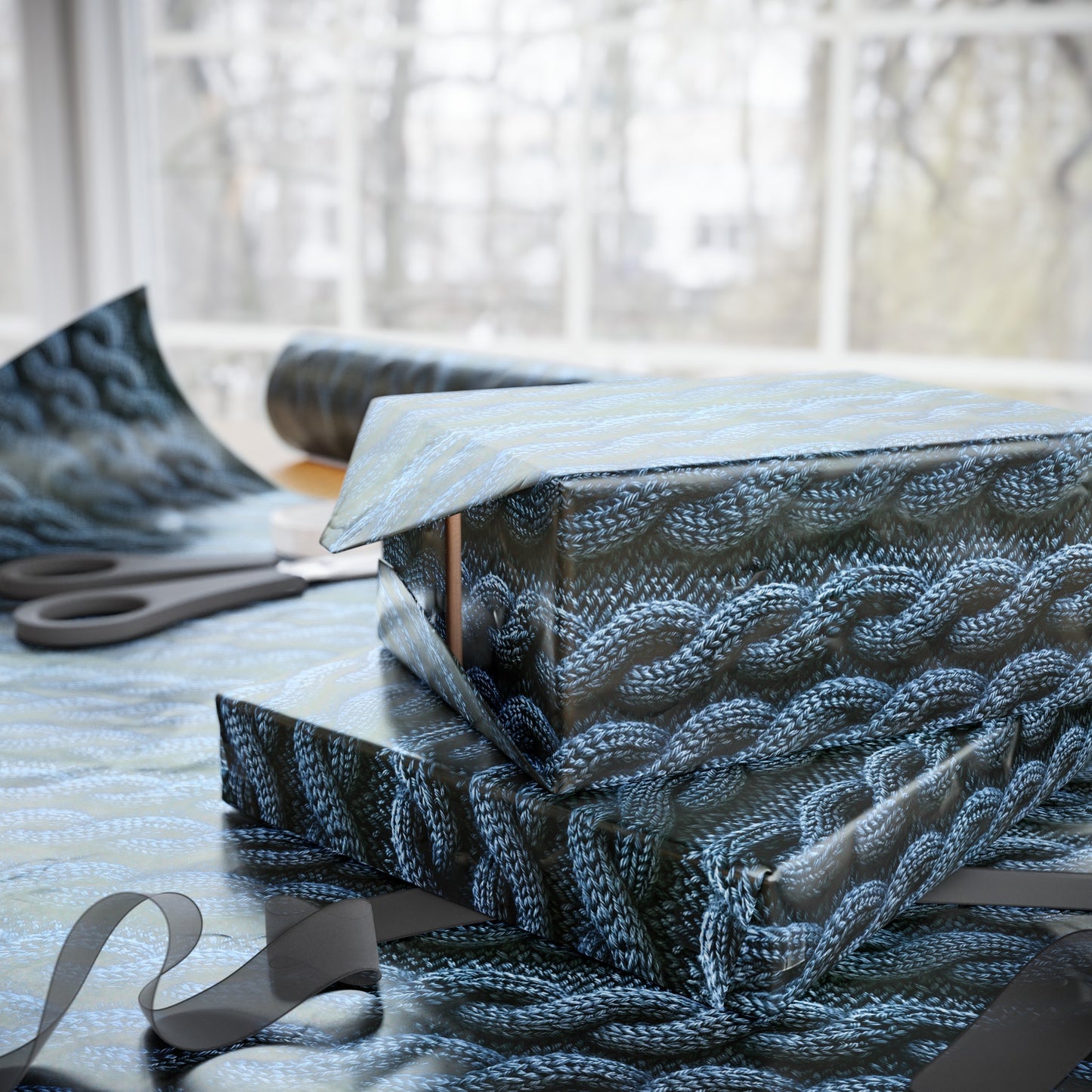 Faux Cable Knit Illusion Wrapping Paper Rolls