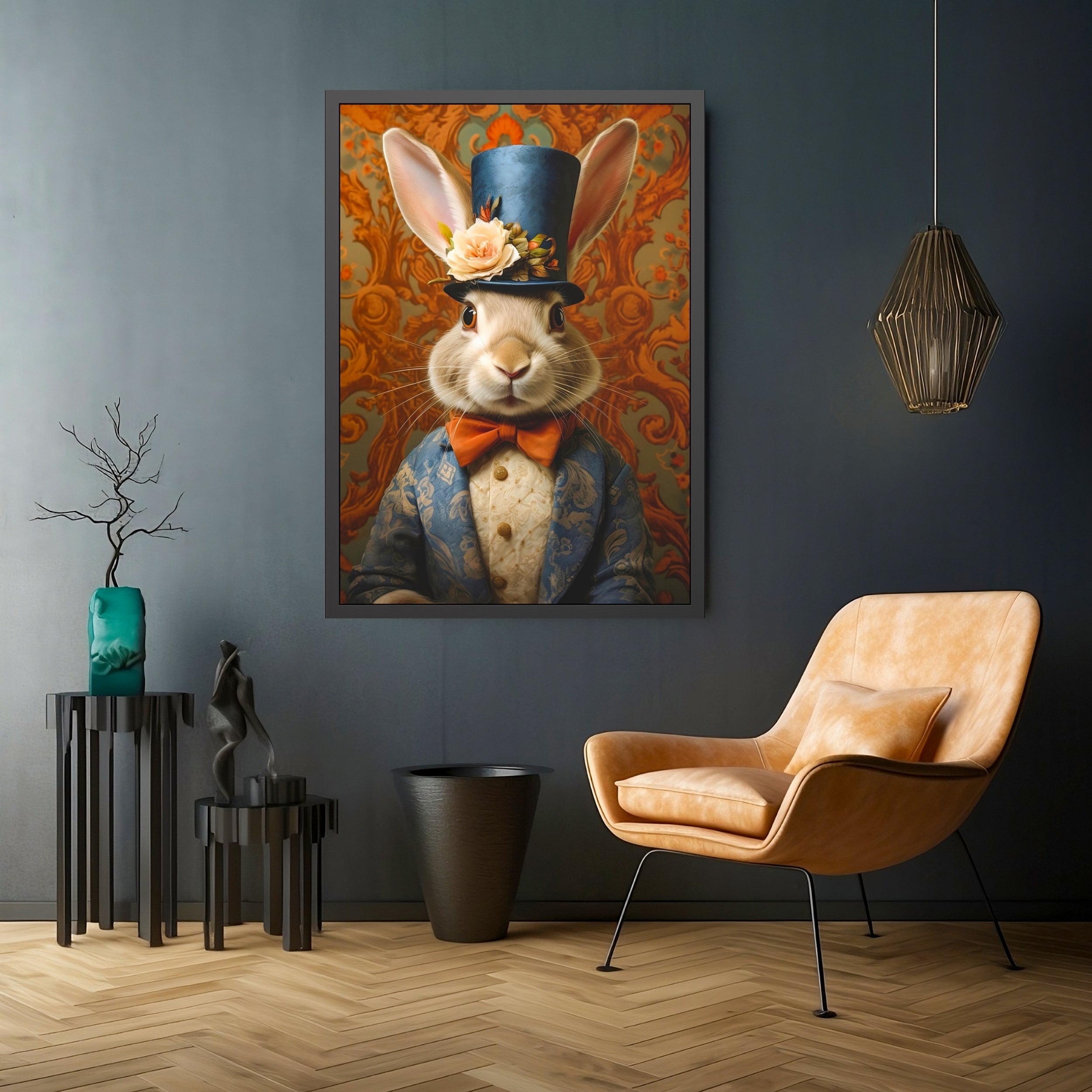 Victorian Rabbit Portrait Art Print: Dapper Bunny with Bowtie