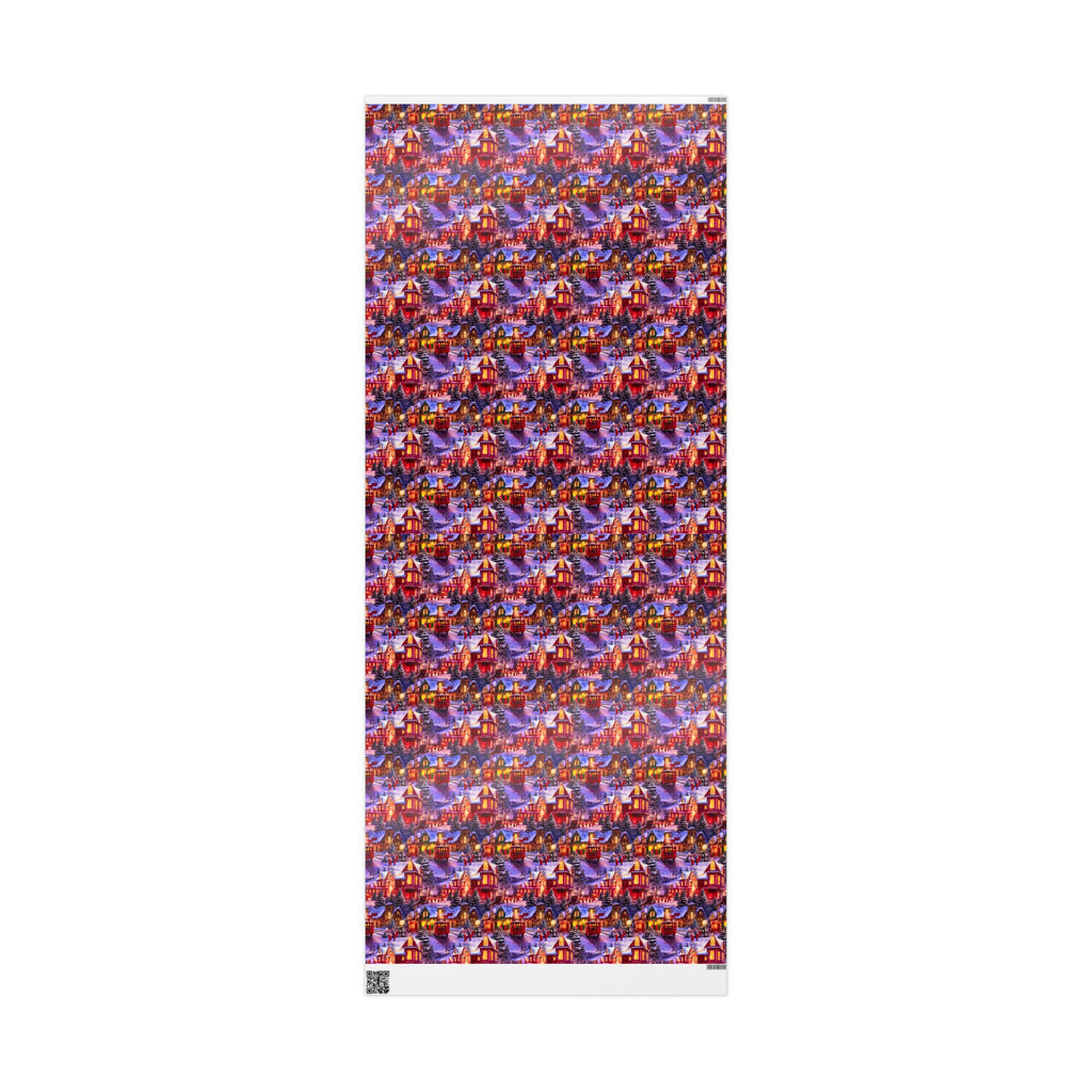 Snowy Winter Village Wrapping Paper Rolls – Nostalgic Holiday Charm with Horse Carriage Delight