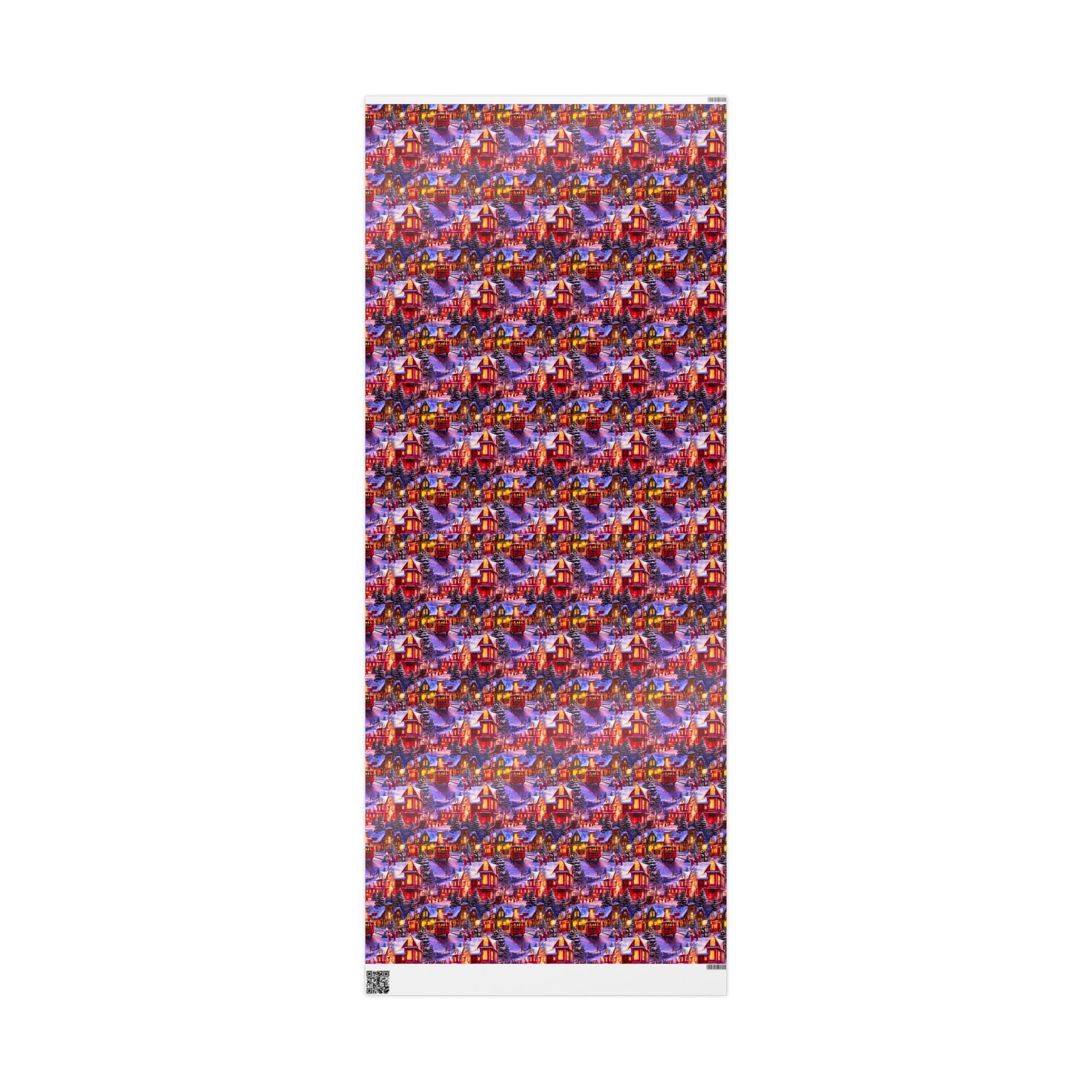Snowy Winter Village Wrapping Paper Rolls – Nostalgic Holiday Charm with Horse Carriage Delight